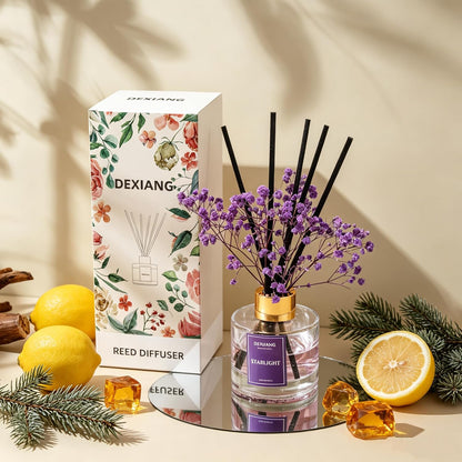 Reed Diffuser Set,3.38 fl oz (100 ml) - Lemon Verbena Oil Diffusers with 6 Reed Sticks for Bathroom Shelf Decor