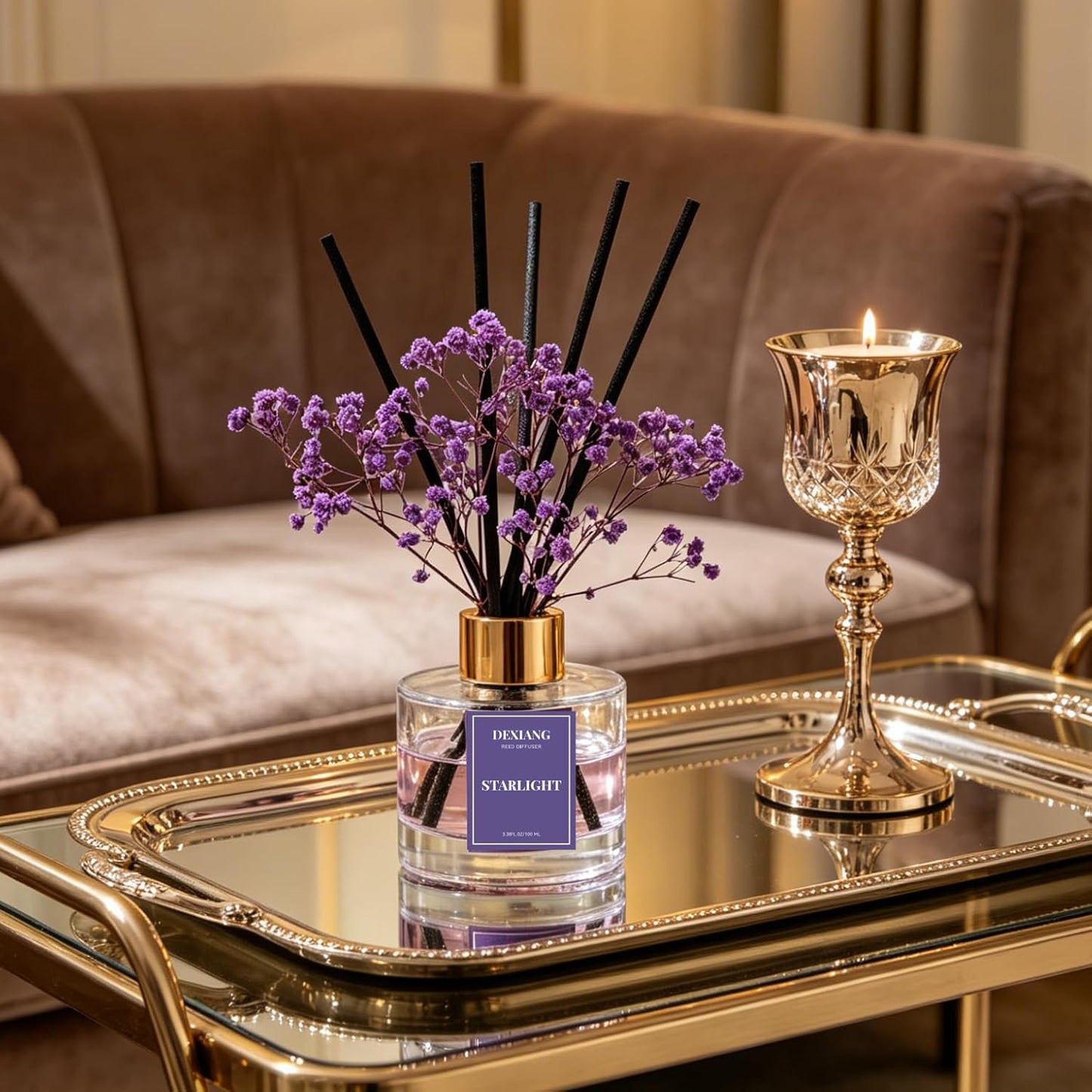 Reed Diffuser Set,3.38 fl oz (100 ml) - Lemon Verbena Oil Diffusers with 6 Reed Sticks for Bathroom Shelf Decor