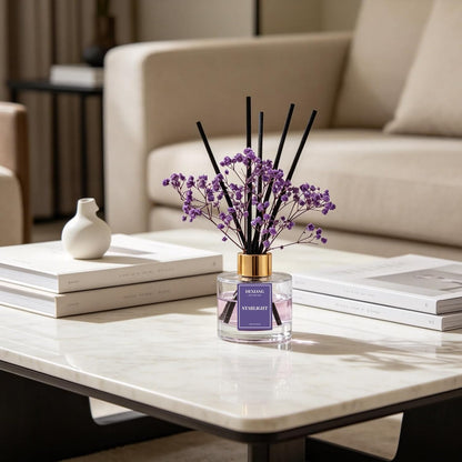 Reed Diffuser Set,3.38 fl oz (100 ml) - Lemon Verbena Oil Diffusers with 6 Reed Sticks for Bathroom Shelf Decor