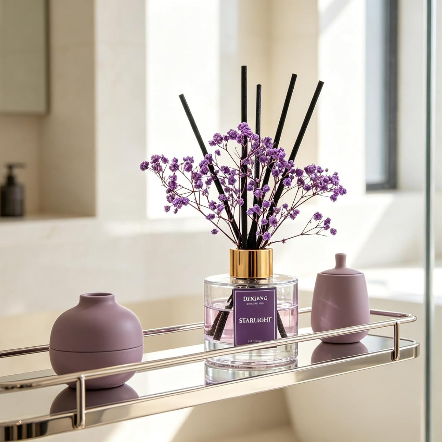 Reed Diffuser Set,3.38 fl oz (100 ml) - Lemon Verbena Oil Diffusers with 6 Reed Sticks for Bathroom Shelf Decor