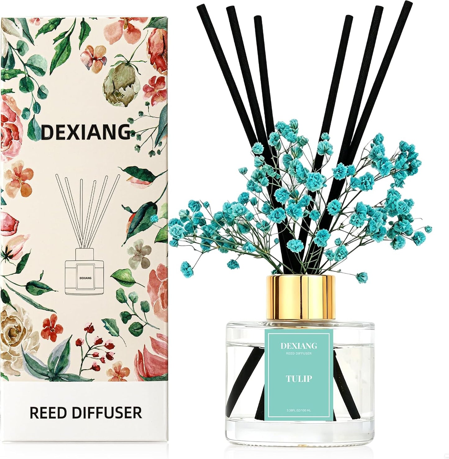 Reed Diffuser Set,3.38 fl oz (100 ml) - Lemon Verbena Oil Diffusers with 6 Reed Sticks for Bathroom Shelf Decor