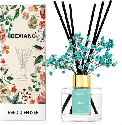 Reed Diffuser Set,3.38 fl oz (100 ml) - Lemon Verbena Oil Diffusers with 6 Reed Sticks for Bathroom Shelf Decor