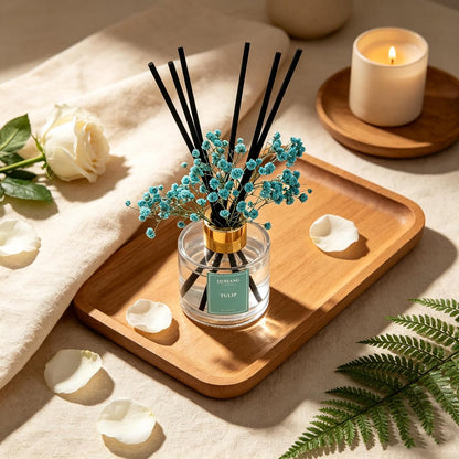 Reed Diffuser Set,3.38 fl oz (100 ml) - Lemon Verbena Oil Diffusers with 6 Reed Sticks for Bathroom Shelf Decor