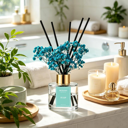 Reed Diffuser Set,3.38 fl oz (100 ml) - Lemon Verbena Oil Diffusers with 6 Reed Sticks for Bathroom Shelf Decor