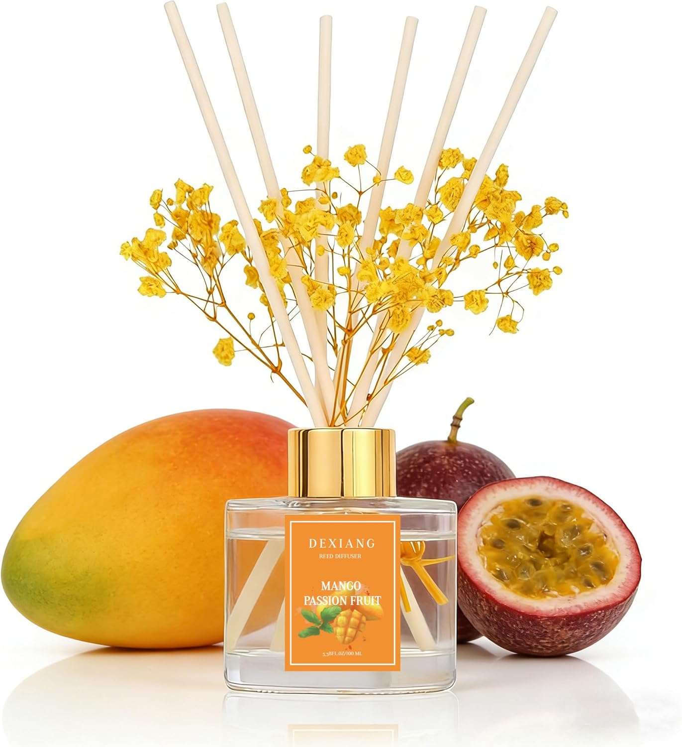 Reed Diffuser Set,3.38 fl oz (100 ml) - Lemon Verbena Oil Diffusers with 6 Reed Sticks for Bathroom Shelf Decor