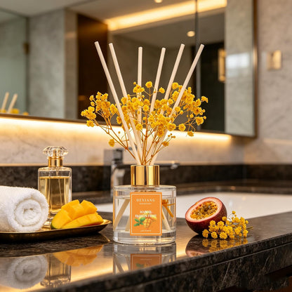 Reed Diffuser Set,3.38 fl oz (100 ml) - Lemon Verbena Oil Diffusers with 6 Reed Sticks for Bathroom Shelf Decor
