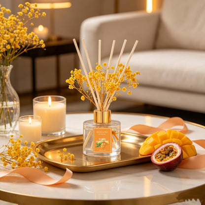 Reed Diffuser Set,3.38 fl oz (100 ml) - Lemon Verbena Oil Diffusers with 6 Reed Sticks for Bathroom Shelf Decor