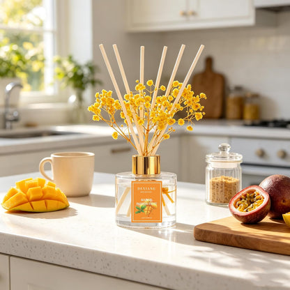 Reed Diffuser Set,3.38 fl oz (100 ml) - Lemon Verbena Oil Diffusers with 6 Reed Sticks for Bathroom Shelf Decor