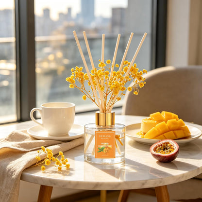 Reed Diffuser Set,3.38 fl oz (100 ml) - Lemon Verbena Oil Diffusers with 6 Reed Sticks for Bathroom Shelf Decor