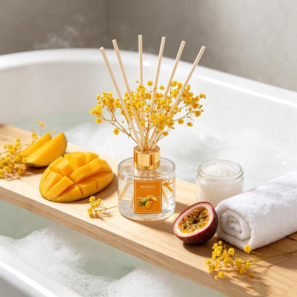 Reed Diffuser Set,3.38 fl oz (100 ml) - Lemon Verbena Oil Diffusers with 6 Reed Sticks for Bathroom Shelf Decor