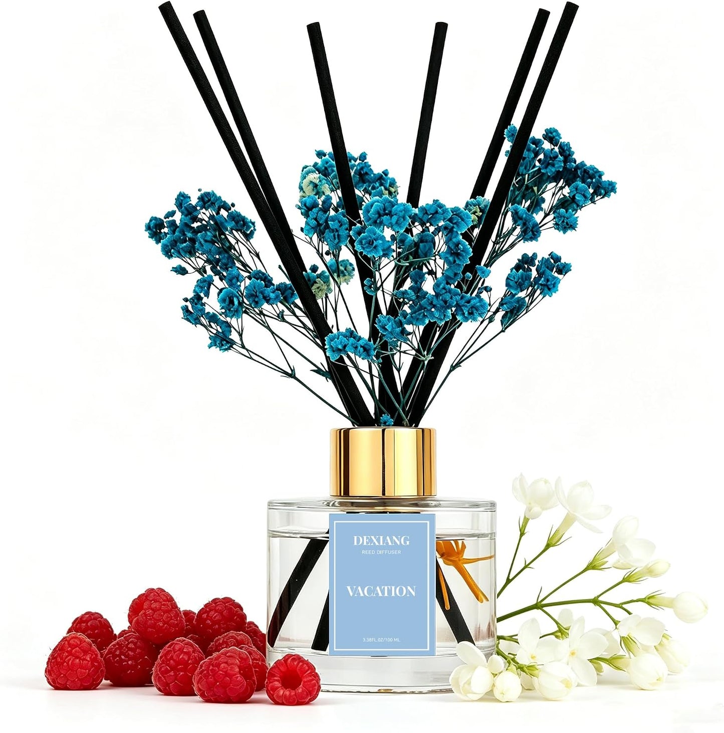 Reed Diffuser Set,3.38 fl oz (100 ml) - Lemon Verbena Oil Diffusers with 6 Reed Sticks for Bathroom Shelf Decor
