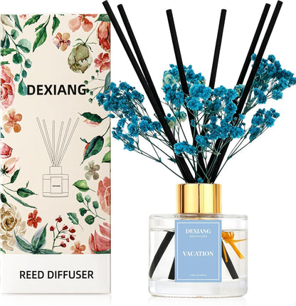 Reed Diffuser Set,3.38 fl oz (100 ml) - Lemon Verbena Oil Diffusers with 6 Reed Sticks for Bathroom Shelf Decor