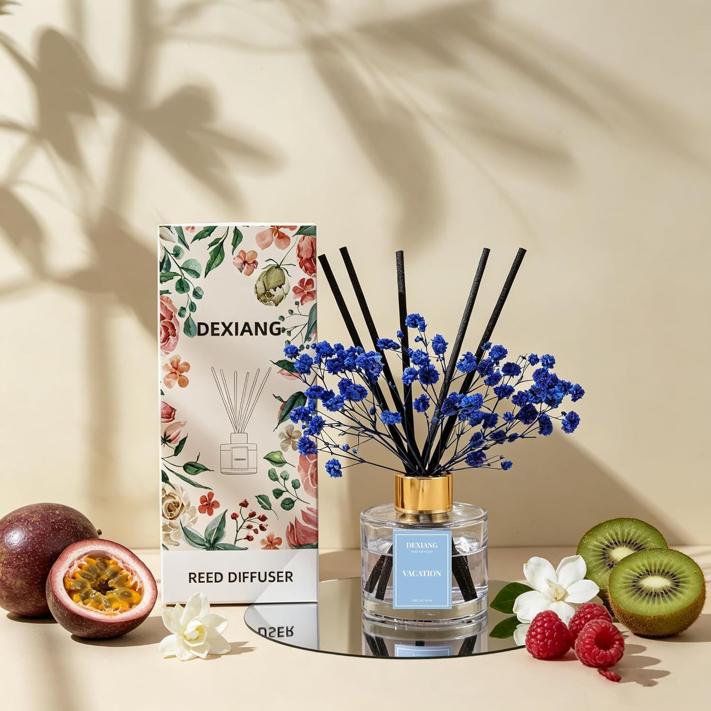 Reed Diffuser Set,3.38 fl oz (100 ml) - Lemon Verbena Oil Diffusers with 6 Reed Sticks for Bathroom Shelf Decor