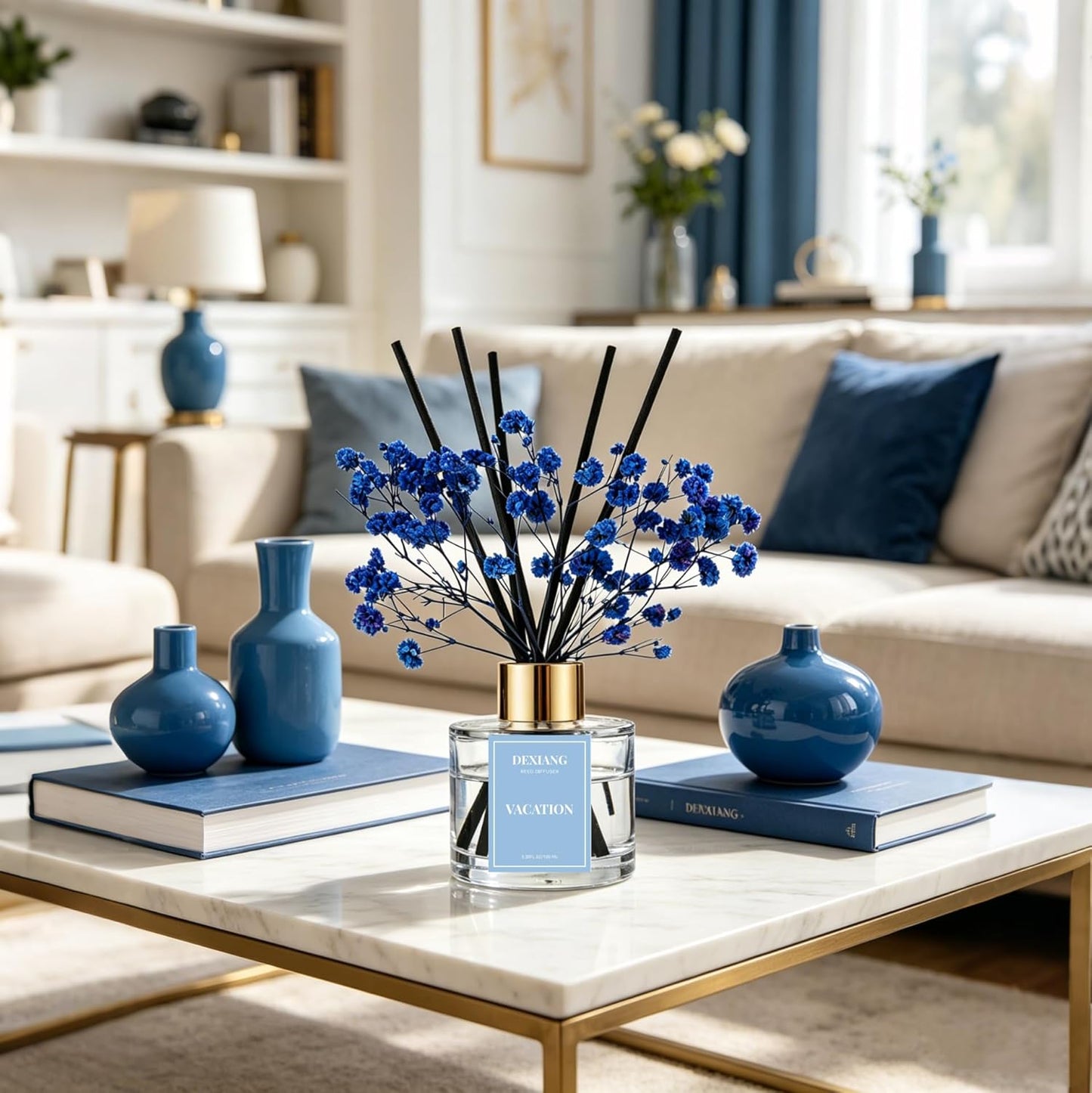 Reed Diffuser Set,3.38 fl oz (100 ml) - Lemon Verbena Oil Diffusers with 6 Reed Sticks for Bathroom Shelf Decor