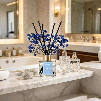 Reed Diffuser Set,3.38 fl oz (100 ml) - Lemon Verbena Oil Diffusers with 6 Reed Sticks for Bathroom Shelf Decor