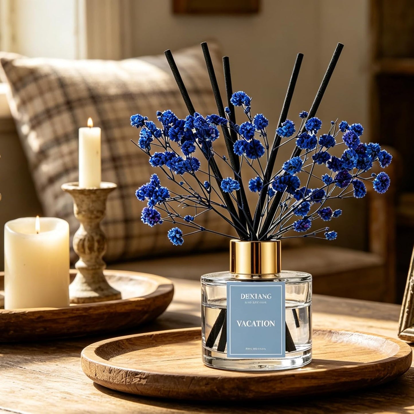 Reed Diffuser Set,3.38 fl oz (100 ml) - Lemon Verbena Oil Diffusers with 6 Reed Sticks for Bathroom Shelf Decor