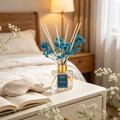 Reed Diffuser Set,3.38 fl oz (100 ml) - Lemon Verbena Oil Diffusers with 6 Reed Sticks for Bathroom Shelf Decor