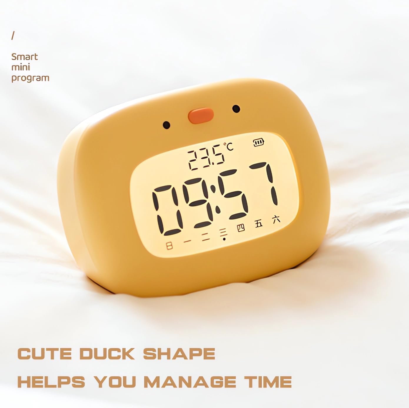 Kids Alarm Clock for Boys and Girls Bedroom, LED Cute Clock with Digital Display, Children's Sleep Trainer, Ok to Wake Light and Night Light, Perfect Birthday Gifts for Kids (Yellow Duck)