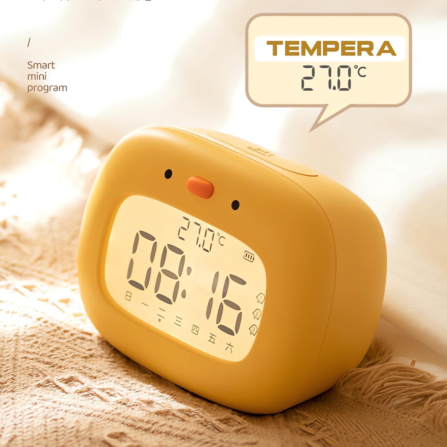 Kids Alarm Clock for Boys and Girls Bedroom, LED Cute Clock with Digital Display, Children's Sleep Trainer, Ok to Wake Light and Night Light, Perfect Birthday Gifts for Kids (Yellow Duck)