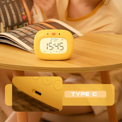 Kids Alarm Clock for Boys and Girls Bedroom, LED Cute Clock with Digital Display, Children's Sleep Trainer, Ok to Wake Light and Night Light, Perfect Birthday Gifts for Kids (Yellow Duck)
