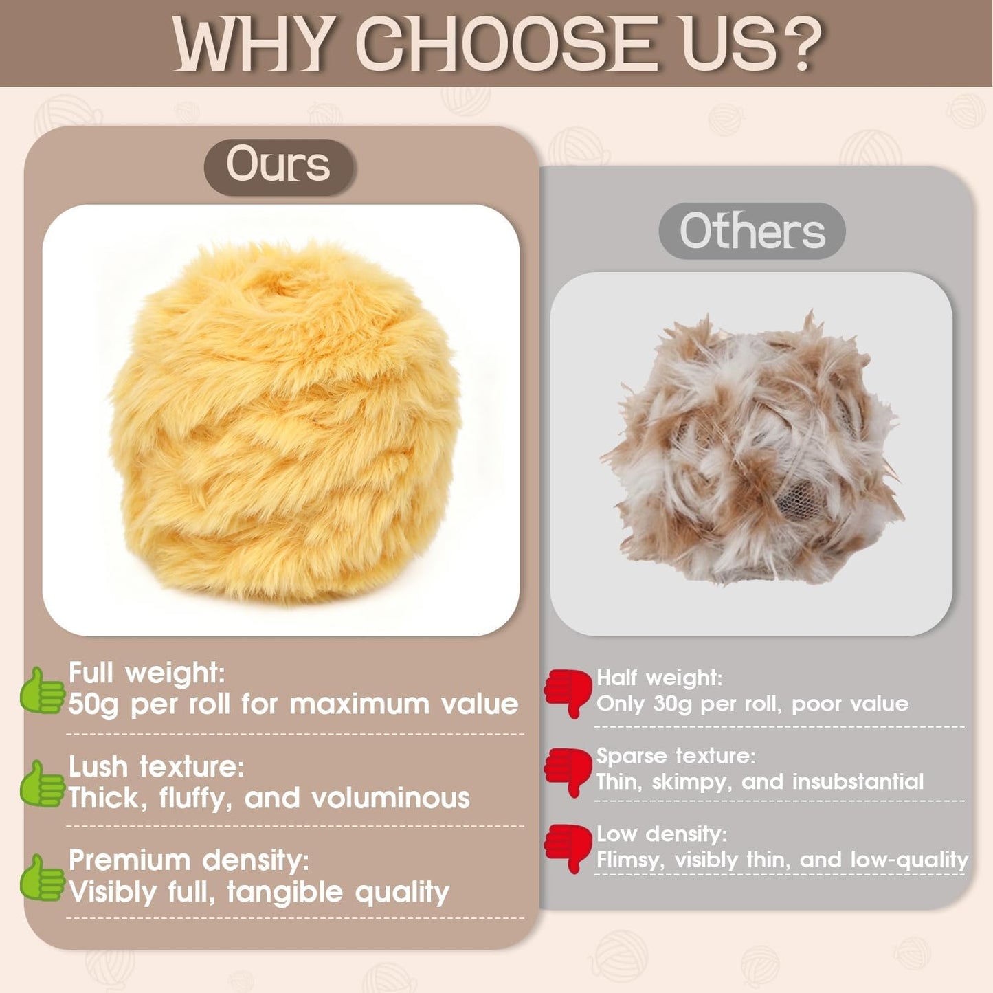 Faux Fur Yarn for Crochet and Knitting, 2 Pack 35 Yards (32 Meters) Super Soft Bulky Chenille Fleece Yarn, Plush Fluffy Yarn for DIY Amigurumi Blanket Scarf – Yellow