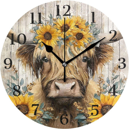 Lemon Yellow Wall Clock Silent Non-Ticking Battery Operated Clocks 9.5 Inch for Kitchen Home Living Room