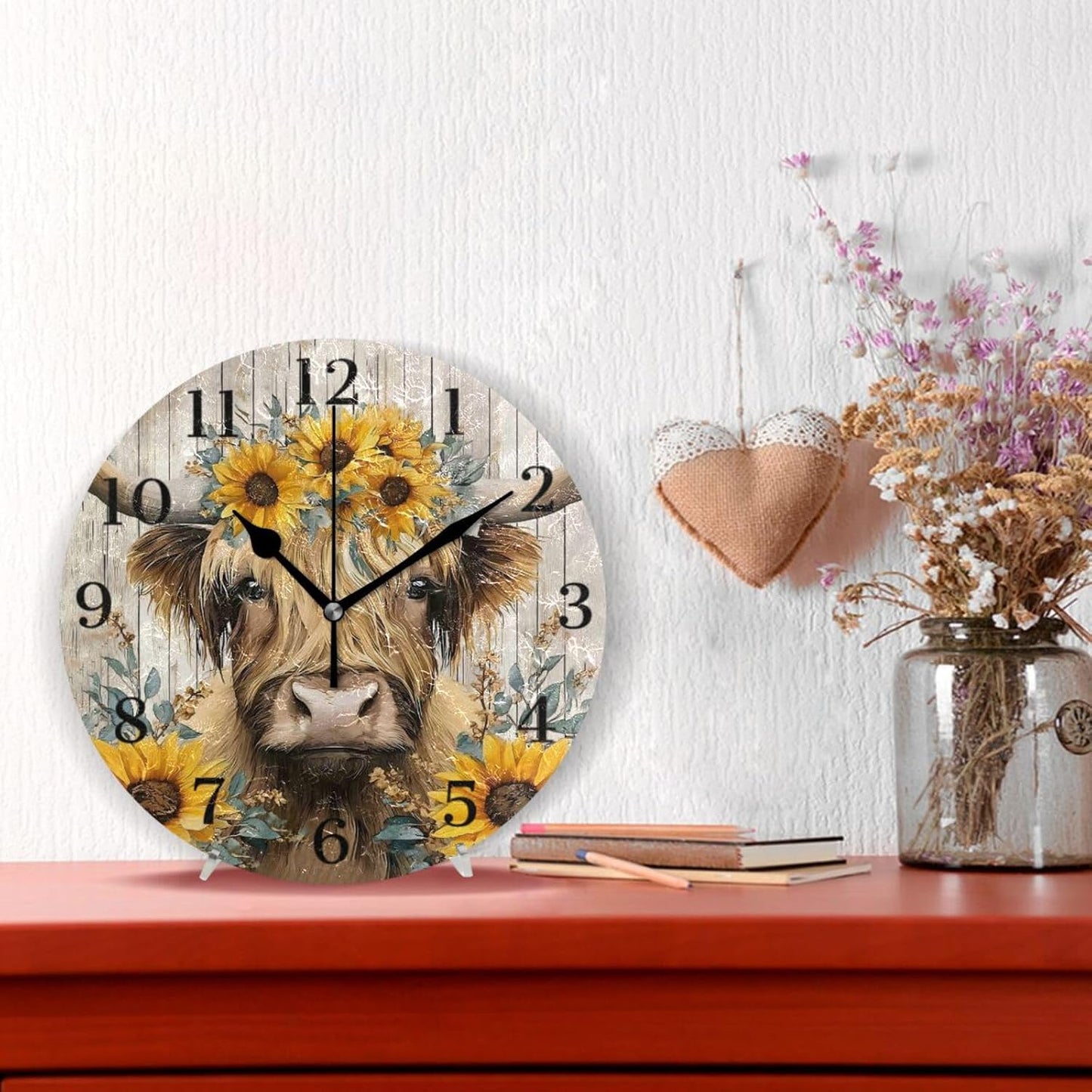 Lemon Yellow Wall Clock Silent Non-Ticking Battery Operated Clocks 9.5 Inch for Kitchen Home Living Room