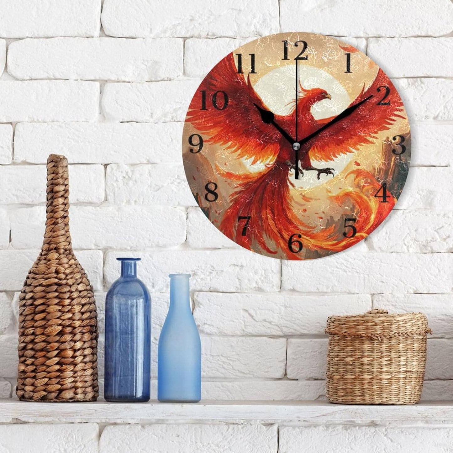Lemon Yellow Wall Clock Silent Non-Ticking Battery Operated Clocks 9.5 Inch for Kitchen Home Living Room