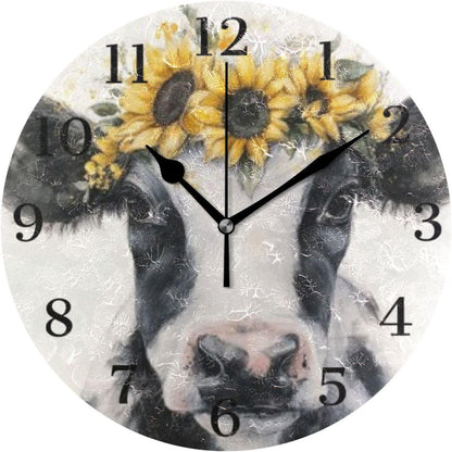 Lemon Yellow Wall Clock Silent Non-Ticking Battery Operated Clocks 9.5 Inch for Kitchen Home Living Room