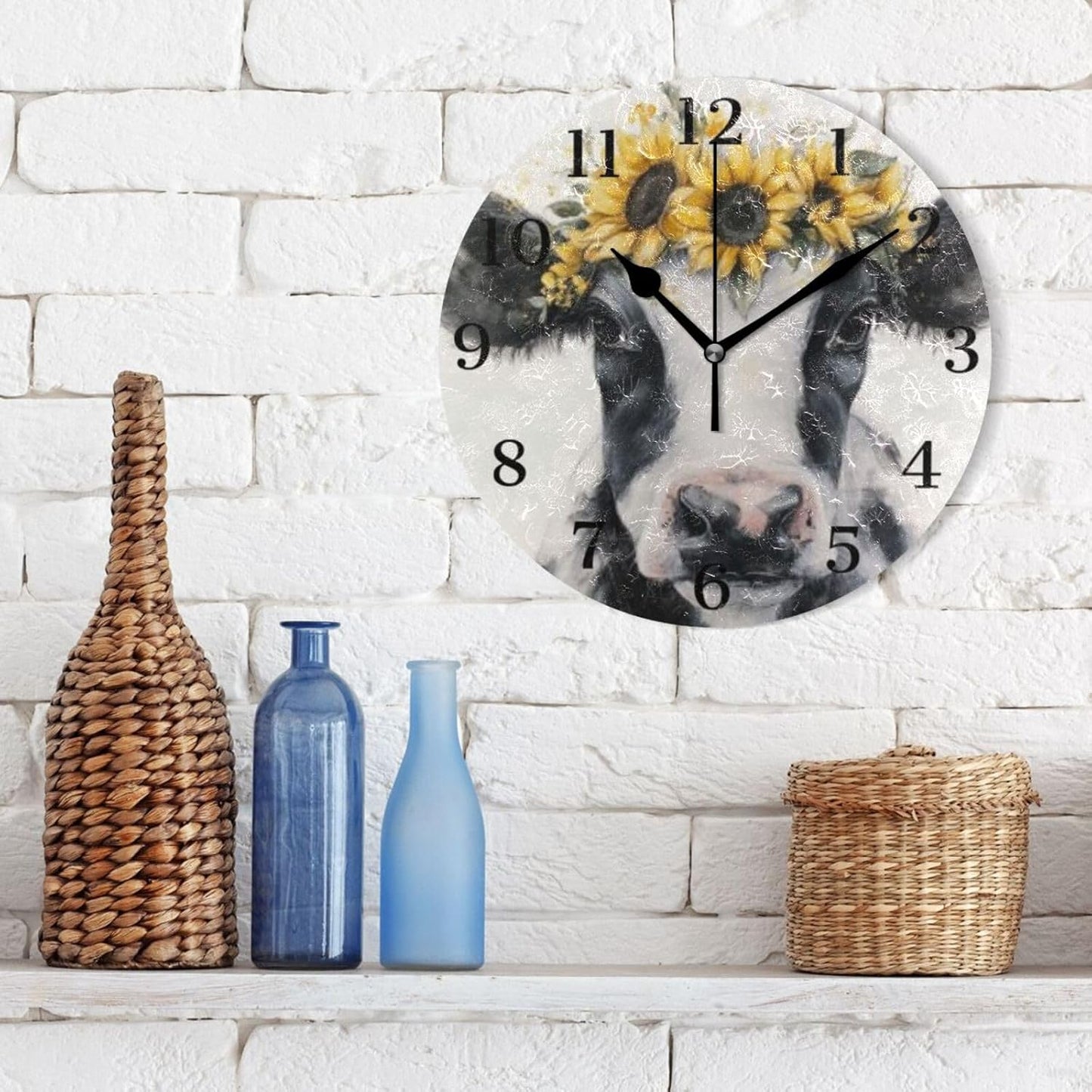 Lemon Yellow Wall Clock Silent Non-Ticking Battery Operated Clocks 9.5 Inch for Kitchen Home Living Room