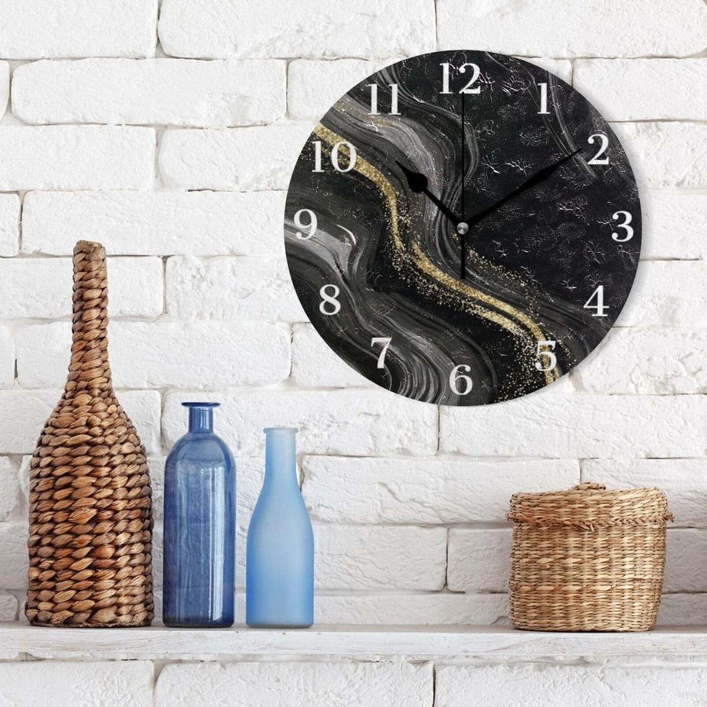 Lemon Yellow Wall Clock Silent Non-Ticking Battery Operated Clocks 9.5 Inch for Kitchen Home Living Room