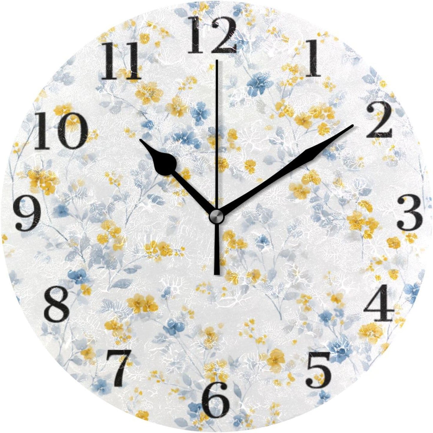 Lemon Yellow Wall Clock Silent Non-Ticking Battery Operated Clocks 9.5 Inch for Kitchen Home Living Room