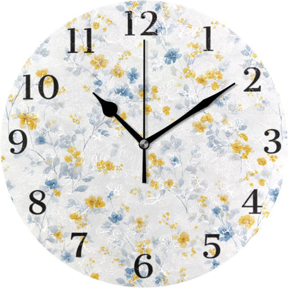 Lemon Yellow Wall Clock Silent Non-Ticking Battery Operated Clocks 9.5 Inch for Kitchen Home Living Room