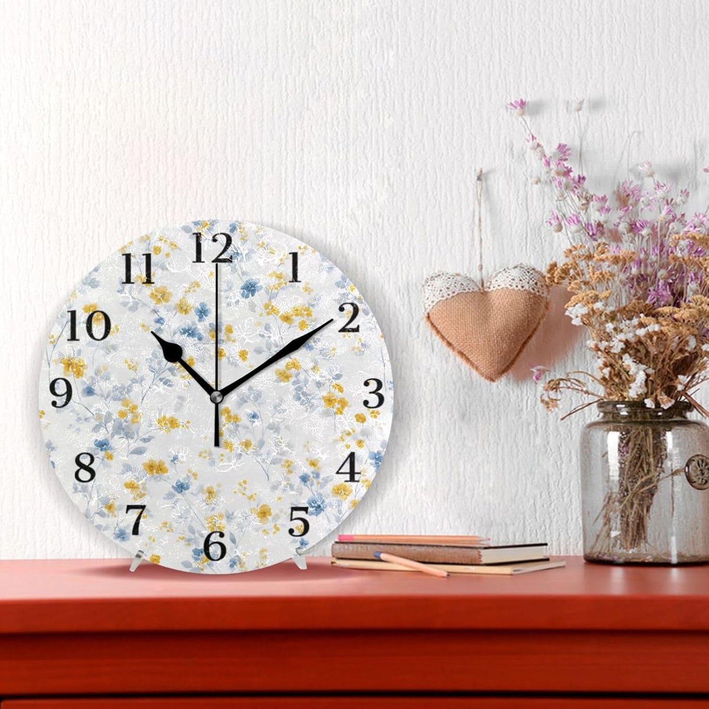Lemon Yellow Wall Clock Silent Non-Ticking Battery Operated Clocks 9.5 Inch for Kitchen Home Living Room