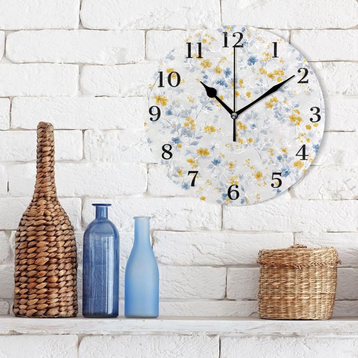 Lemon Yellow Wall Clock Silent Non-Ticking Battery Operated Clocks 9.5 Inch for Kitchen Home Living Room
