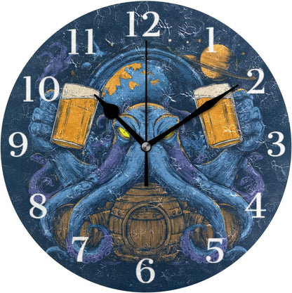 Lemon Yellow Wall Clock Silent Non-Ticking Battery Operated Clocks 9.5 Inch for Kitchen Home Living Room