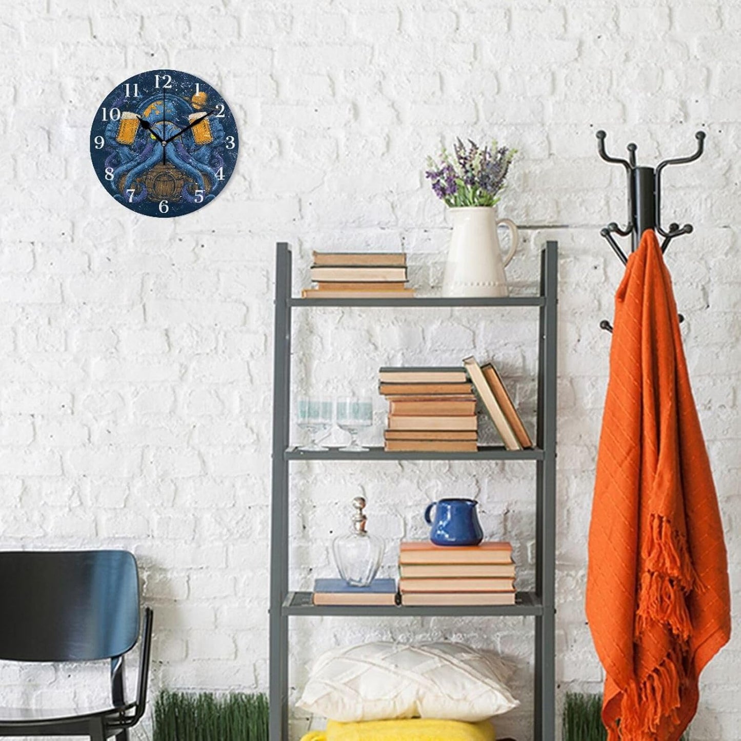 Lemon Yellow Wall Clock Silent Non-Ticking Battery Operated Clocks 9.5 Inch for Kitchen Home Living Room