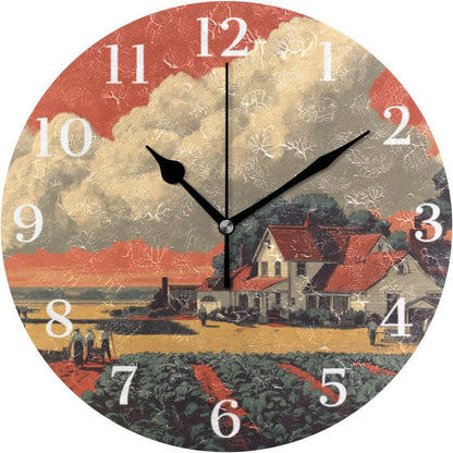 Lemon Yellow Wall Clock Silent Non-Ticking Battery Operated Clocks 9.5 Inch for Kitchen Home Living Room