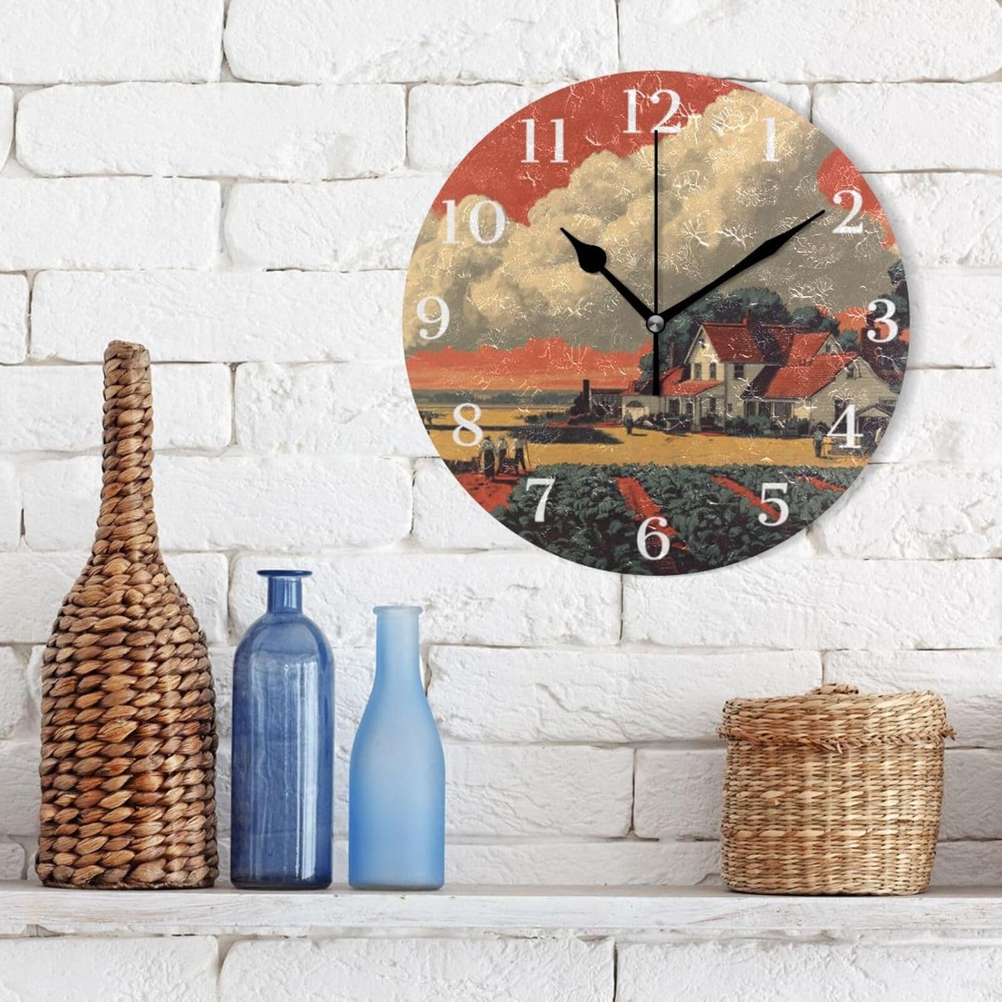 Lemon Yellow Wall Clock Silent Non-Ticking Battery Operated Clocks 9.5 Inch for Kitchen Home Living Room