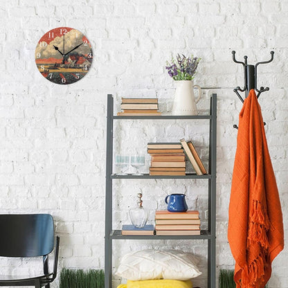 Lemon Yellow Wall Clock Silent Non-Ticking Battery Operated Clocks 9.5 Inch for Kitchen Home Living Room