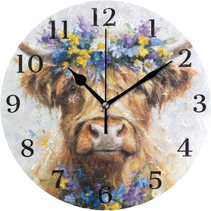 Lemon Yellow Wall Clock Silent Non-Ticking Battery Operated Clocks 9.5 Inch for Kitchen Home Living Room