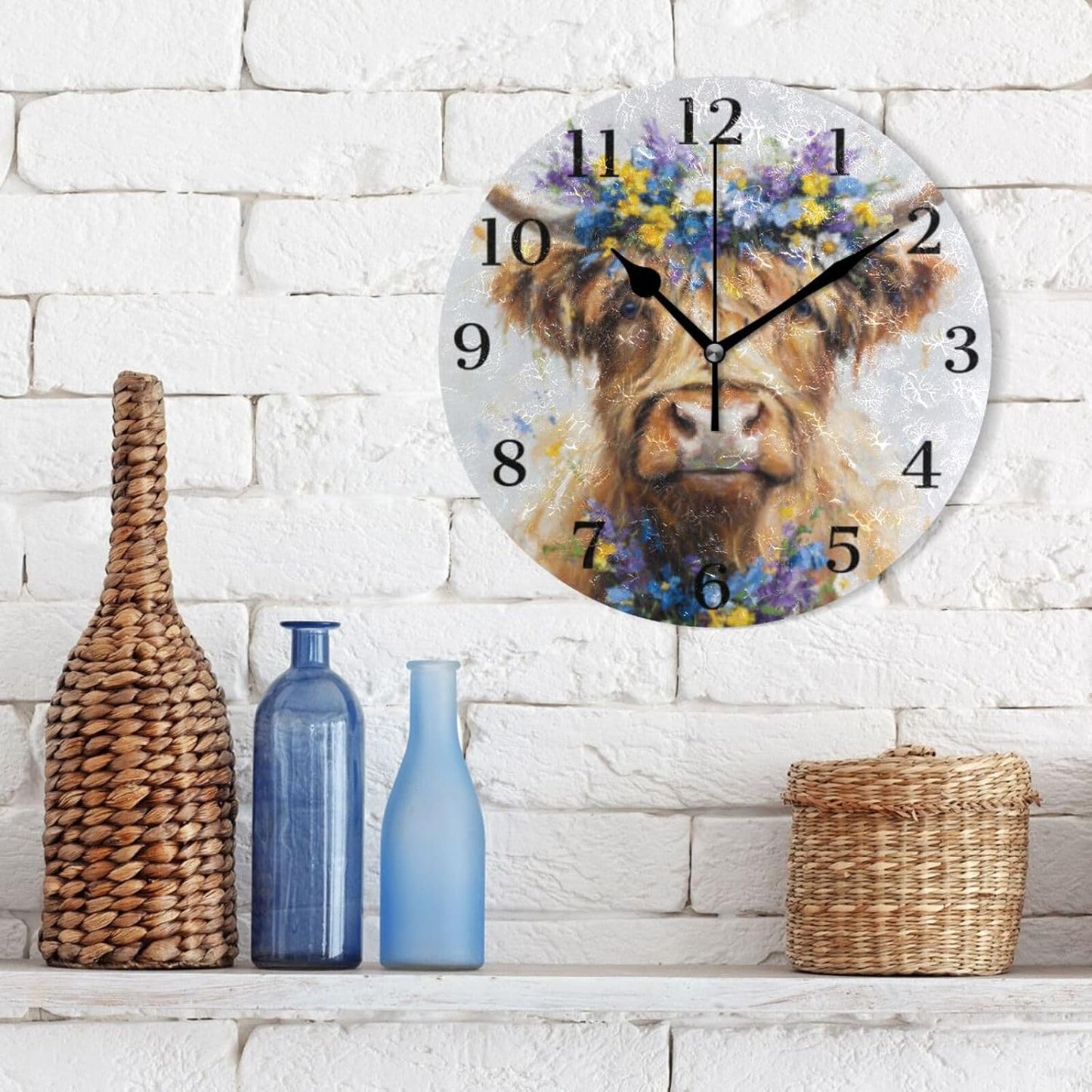 Lemon Yellow Wall Clock Silent Non-Ticking Battery Operated Clocks 9.5 Inch for Kitchen Home Living Room