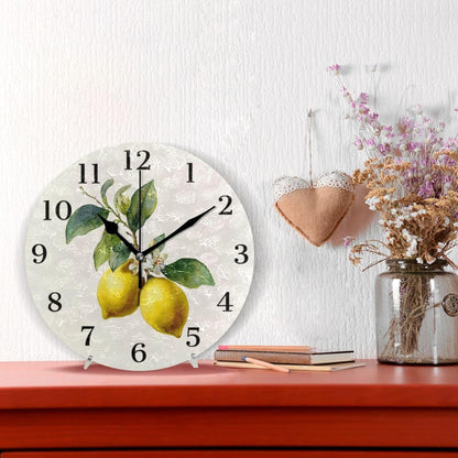 Lemon Yellow Wall Clock Silent Non-Ticking Battery Operated Clocks 9.5 Inch for Kitchen Home Living Room