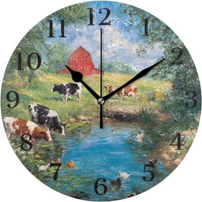 Lemon Yellow Wall Clock Silent Non-Ticking Battery Operated Clocks 9.5 Inch for Kitchen Home Living Room