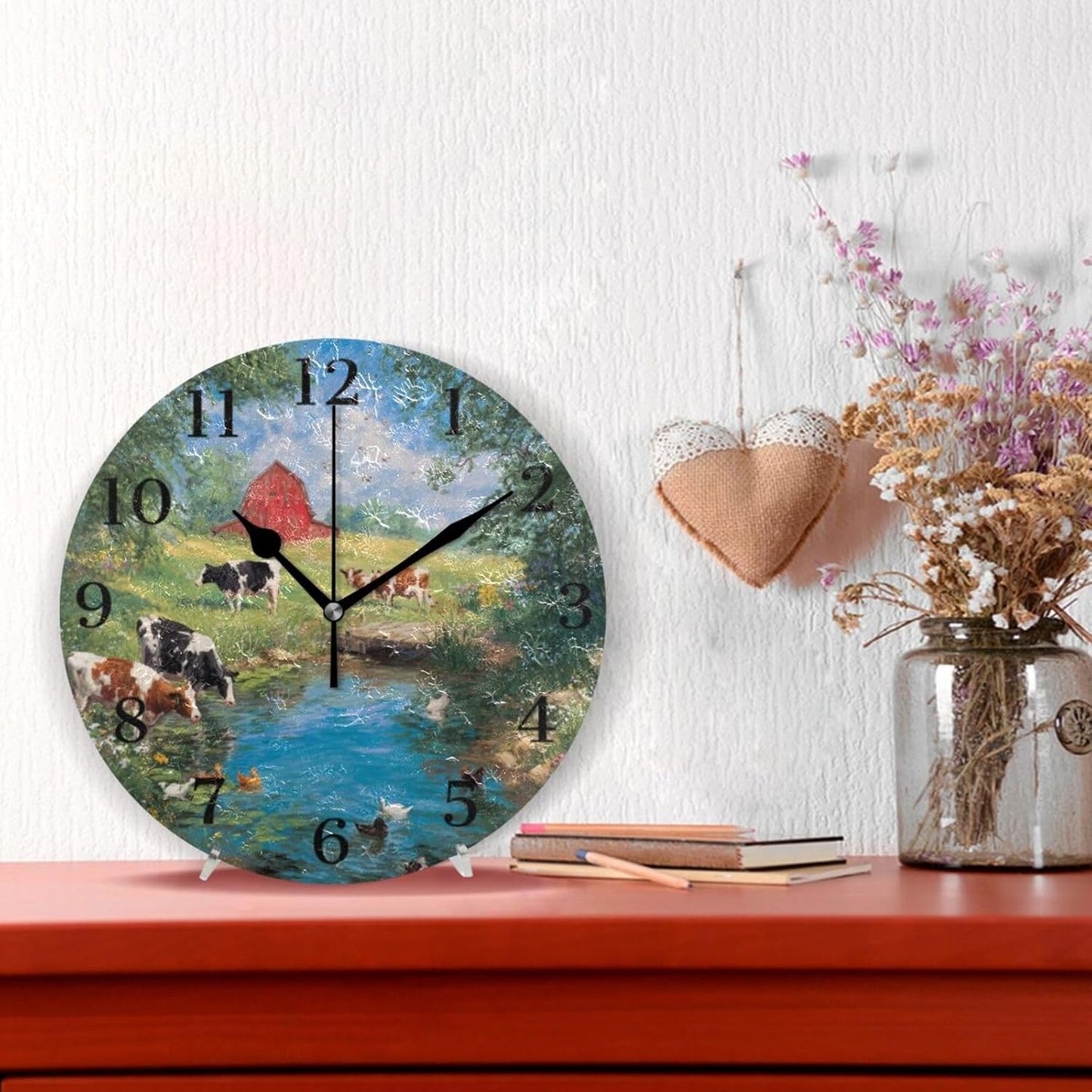 Lemon Yellow Wall Clock Silent Non-Ticking Battery Operated Clocks 9.5 Inch for Kitchen Home Living Room