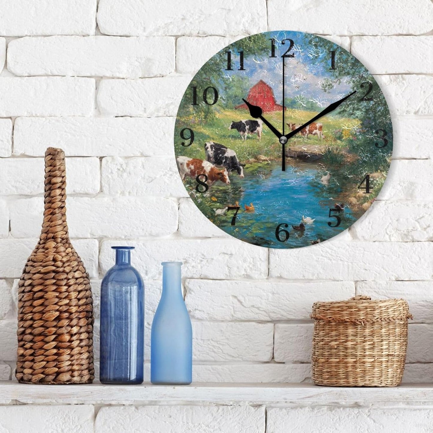 Lemon Yellow Wall Clock Silent Non-Ticking Battery Operated Clocks 9.5 Inch for Kitchen Home Living Room