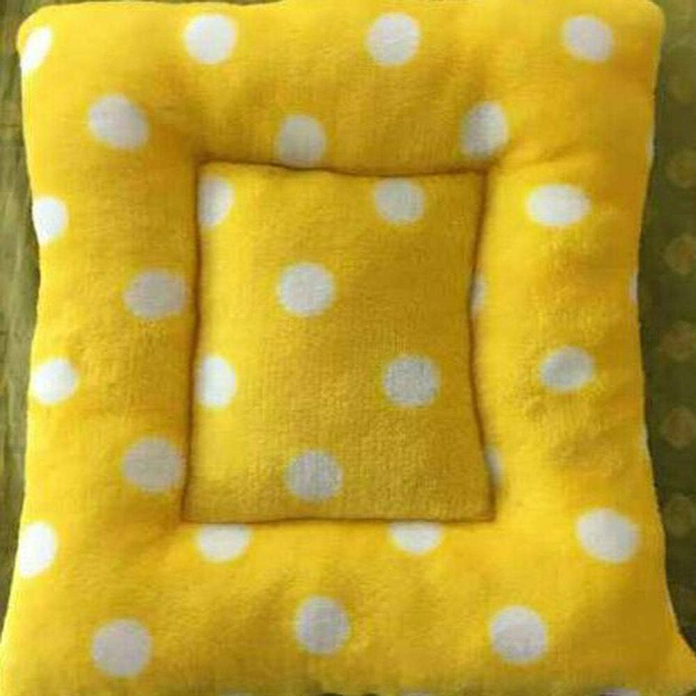 Pet Winter Beds, Hamster Bed Bite-Proof Warm Sleeping Mats Guinea Pig House Pad Nest Bed for Rabbit Hedgehog and More (S:Yellow)