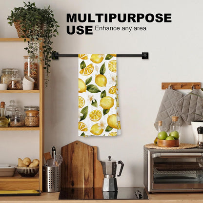 Summer Lemon Kitchen Towel, Lemon Themed Gifts Dish Tea Towel for Kitchen, Yellow Fruit Decorative Hand Towel for Bathroom, 16x24 Inches