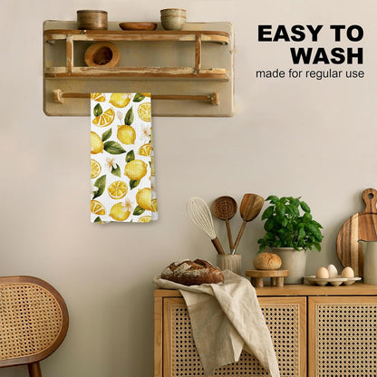 Summer Lemon Kitchen Towel, Lemon Themed Gifts Dish Tea Towel for Kitchen, Yellow Fruit Decorative Hand Towel for Bathroom, 16x24 Inches