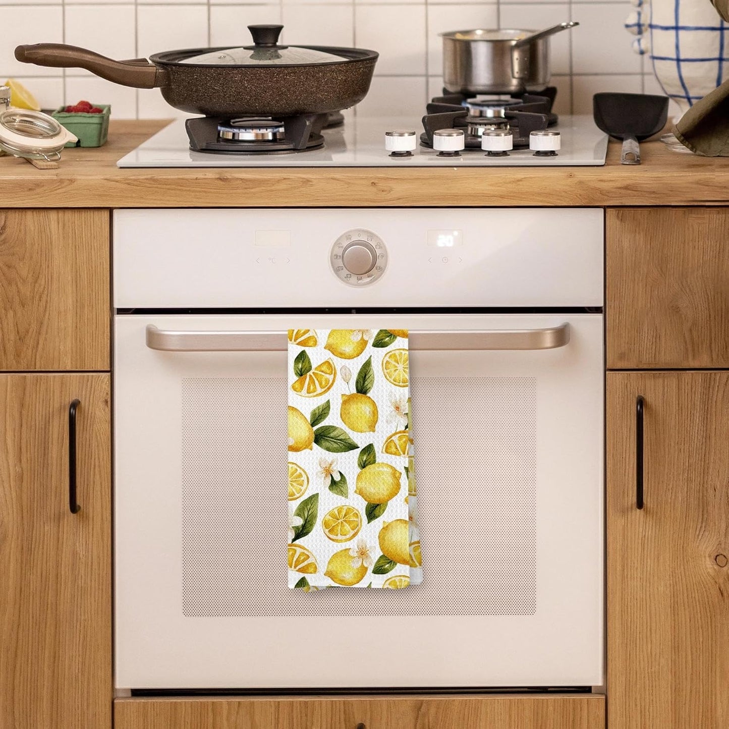 Summer Lemon Kitchen Towel, Lemon Themed Gifts Dish Tea Towel for Kitchen, Yellow Fruit Decorative Hand Towel for Bathroom, 16x24 Inches